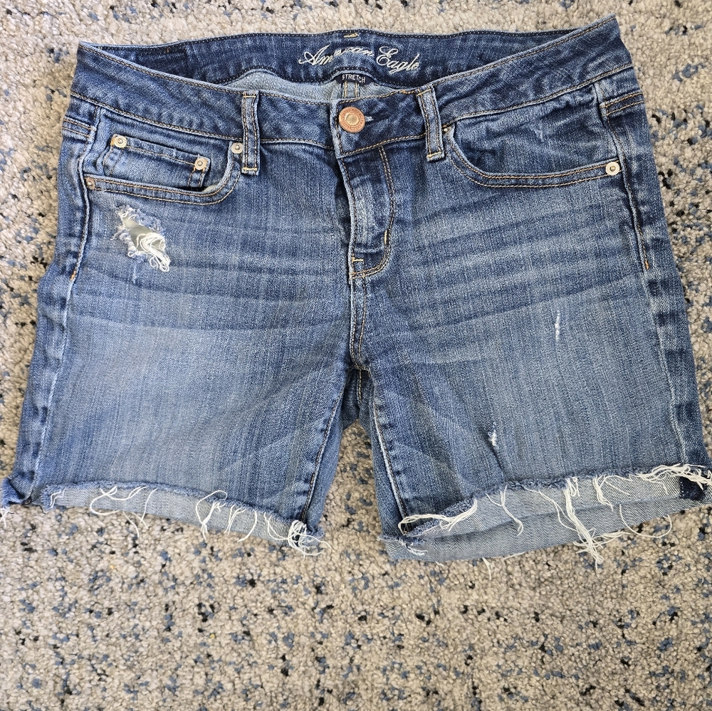 American Eagle Blue Distressed Jean Shorts